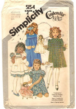 Simplicity Sewing Pattern Girl's DRESS  PINAFORE 5154 by Cinderella 10-12 UNCUT