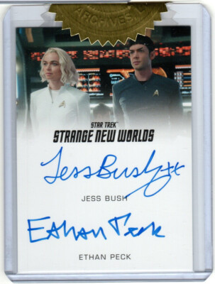 STAR TREK SNW STRANGE NEW WORLDS S1 ETHAN PECK JESS BUSH DUAL AUTOGRAPH 6 CASE