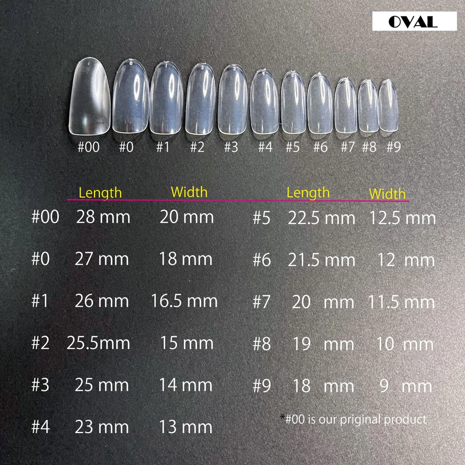 【 3 Type of Shape * 3 packs 】 Mixed Full Size Set of Clear Nail Tips - Image 2 of 4