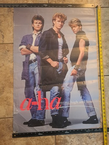 Original 1985 a-ha Hunting High & Low Promotional Rock Poster 23×34"