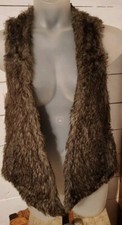 Brown Faux Fur Sweater Vest Size Womens Small Grey Brown
