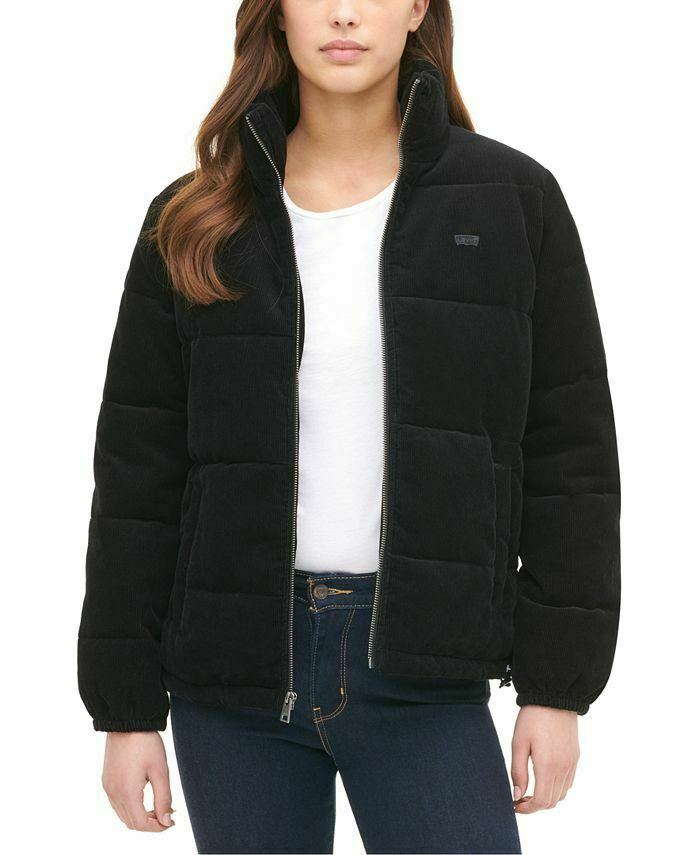 Zoe Corduroy Puffer Jacket Black 
