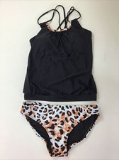 Tankini Size Medium. 2 Piece. Swim Suit. New. Animal Print, Black.