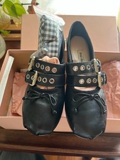 Miu Miu ballet flats size 35 with ribbons dust bags and box