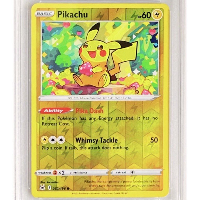 Pokémon TCG Pikachu 052/196 Lost Origin Holo English 2022 MGC 8 Graded