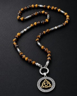 Tigerauge/Hämatit Herren Halskette 70cm Natursteinen 8mm Unikat Schmuck NEU