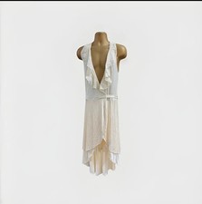 Alice + Olivia Dress Womens Medium White Silk Ruffle High Low Maxi Sleeveless