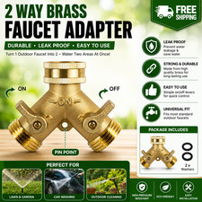 3/4" Brass Tap Splitter 2 Way Garden Hose Connector Adapter Dual Outlet
