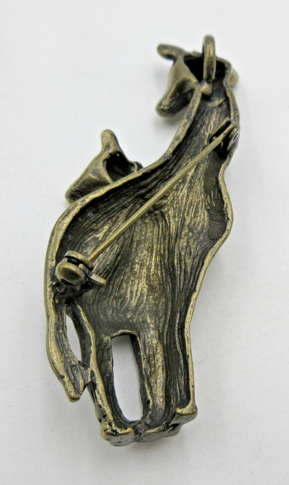 2.5" Mom baby Giraffe PENDANT Brooch Pin BIG LARGE Gold Tone Brown Enamel Metal - Image 4 of 4
