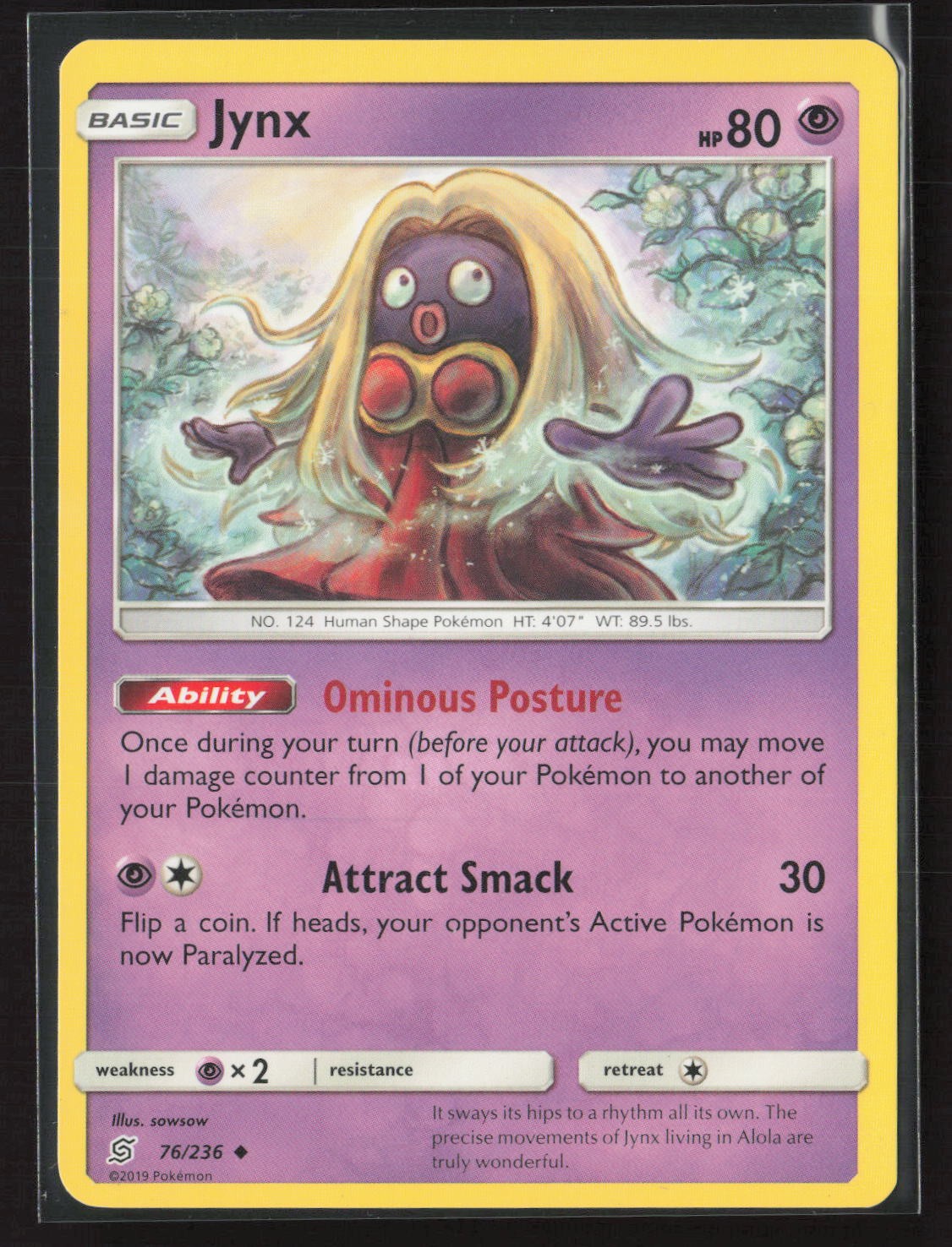 Jynx 76/236 Uncommon Unified Minds Pokemon Lightly Played