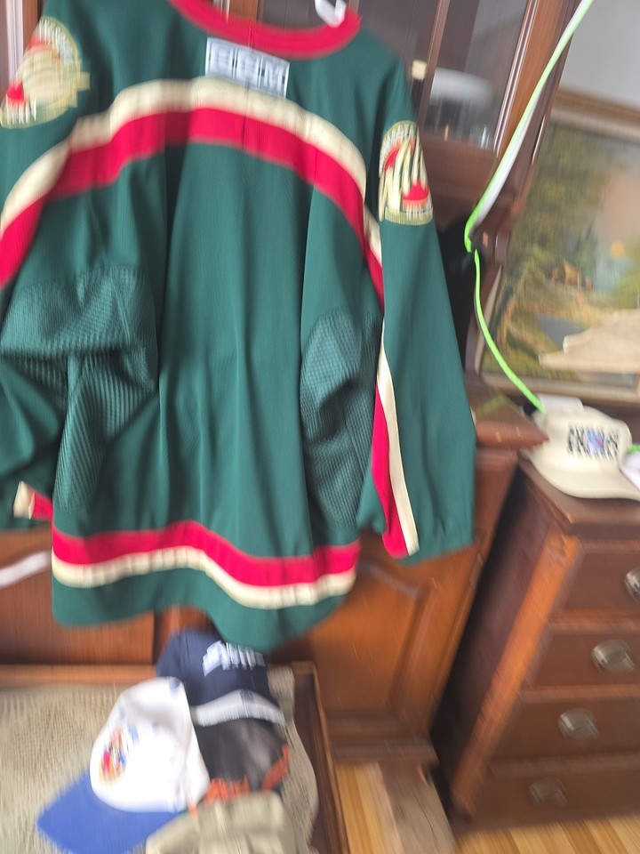 Sweat Hockey Vintage CCM Minnesota Wild LNH - Homme, Taille XL, Noir Et Vert, Brodé, Polaire épaisse