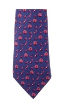 Hermes Purple Men  s Tie With Pink Peacocks