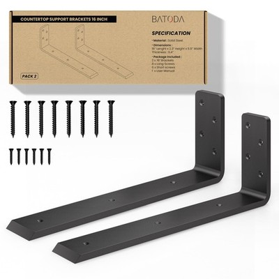 16  Countertop Support Steel Brackets (2 pcs) for Large Granite - Heavy Duty L