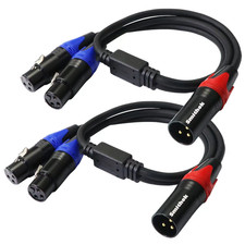 2Pack XLR Y Splitter 1 Male to 2 Female Micrphone Cable, 3 Pin XLR 2 Female to 1