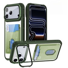 For IPhone 15 16 17 Pro Max Camera Bracket Card Slot Stand Colorful Clear Case