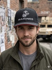 United States Marine Corps USMC Hat US Military Cap Black Embroidered Logo NWOT