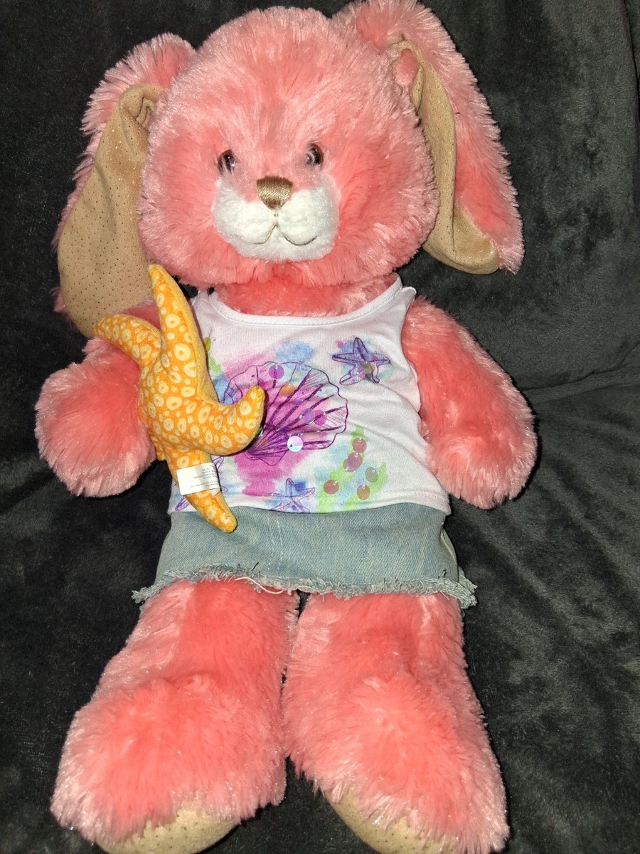 BUILD A BEAR ビルドアベア　バニー（服付き） Build-A-Bear Retired Coral Summer Bunny With Star Fish and Outfit