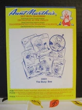 Aunt Martha's Hot Iron Transfers No. 3681 The Busy Bee Used Tea Towels Aprons