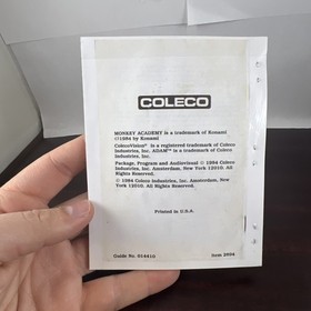 Monkey Academy ColecoVision Coleco Cartridge With Homemade Manual #ML