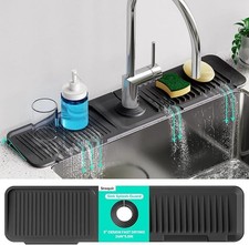 24 Inch Silicone Faucet Mat Kitchen Sink Splash Guard Self Draining 5  Slope