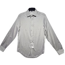 Calvin Klein Refined Cotton Stretch Slim Fit Dress Shirt Grey Size 15 34/35