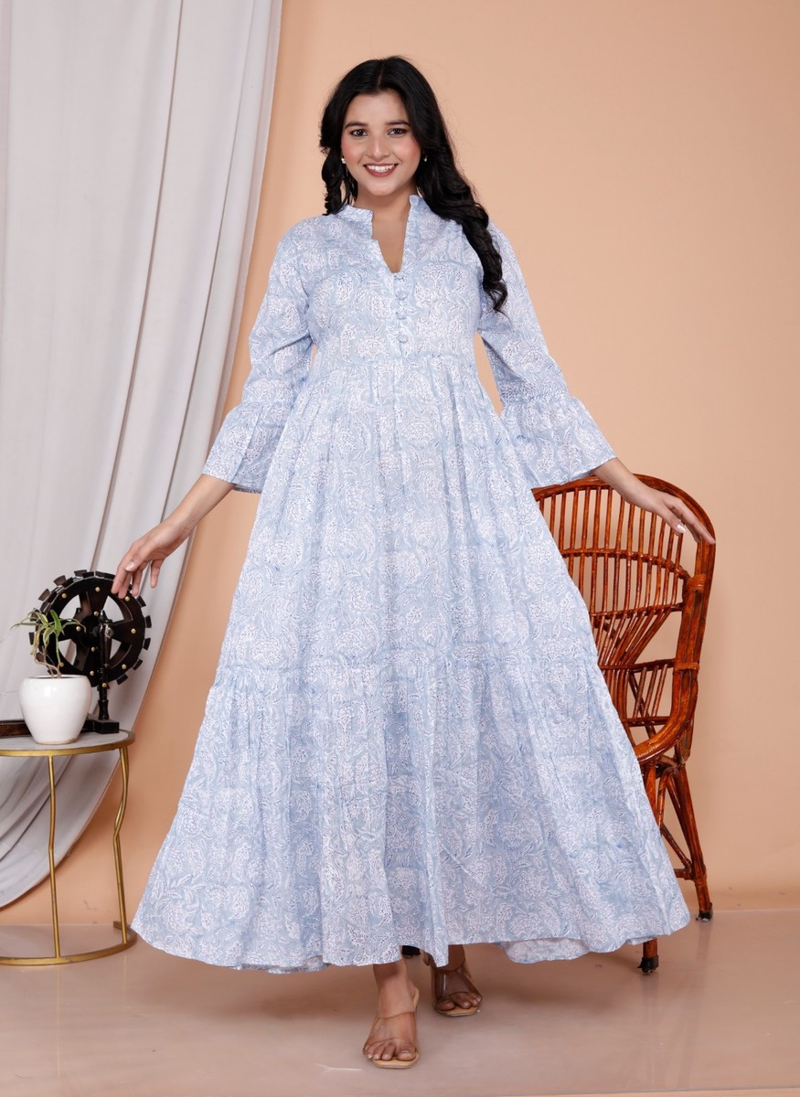 cotton maxi dresses for women NAVY MOSAIC this piece transitions seamlessly from daytime outings to evening plans Shop Casual Maxi Dresses for