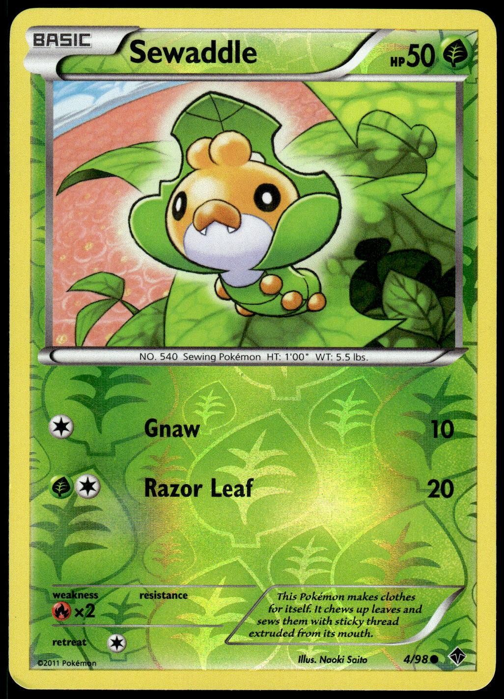 Sewaddle 4/98 Common Emerging Powers Pokemon Reverse Holo NM