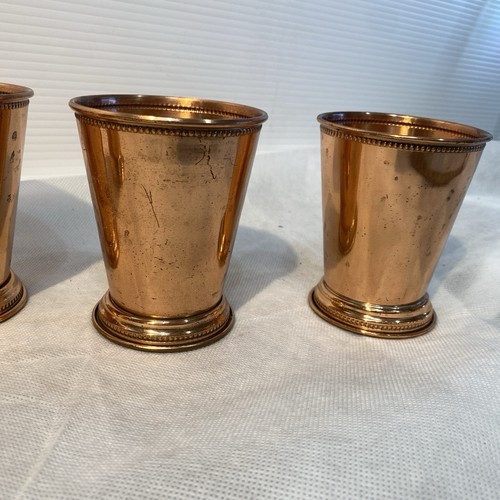 lot of 4 Beaded Genuine Copper Cups for Mint Julep or Moscow Mules Made In India - Picture 4 of 12