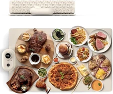 Portable Silicone Food Warmer Mat 26x15" Roll Up Heating Tray with Timer