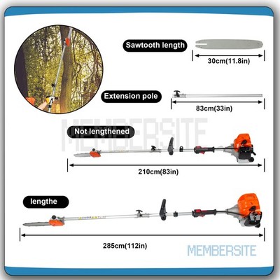 NEW Gas Pole Saw 52CC 2-Stroke Extendable Cordless Tree Trimmer 12in Cutting Bar