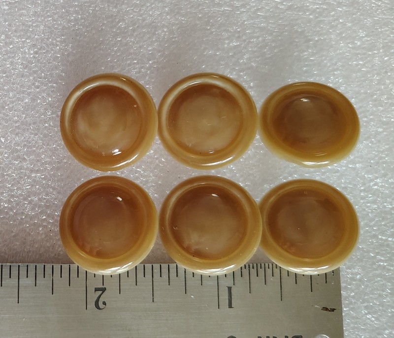 Lot of 6 Vintage Butterscotch Marbled Shank Buttons 5/8" Cream Brown Lucite Look