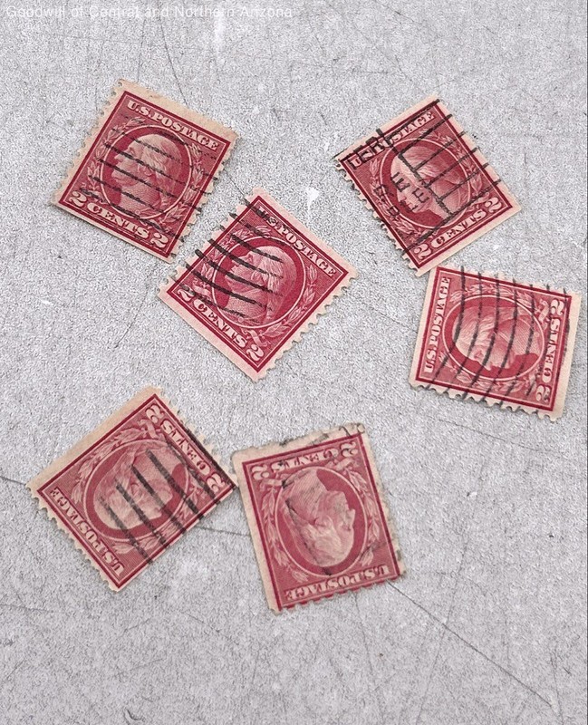 US Postage Stamp 2 Cent Red Washington 6 ct.