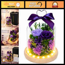 Eternal Rose in Glass Dome - Preserved Flowers Gift for Women, Romantic Decor