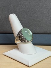 MICHAEL DAWKINS 925 Silver Starry Night MOP Mint Quartz Doublet Ring Size 8.75