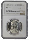 NGC 1776 – 1976 S Kennedy Silver Half Dollar 50c US American Coin MS 65