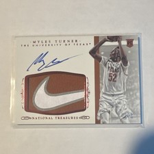 Panini 2015 National Treasures College Myles Turner #367 RC Auto Nike Patch 1/2