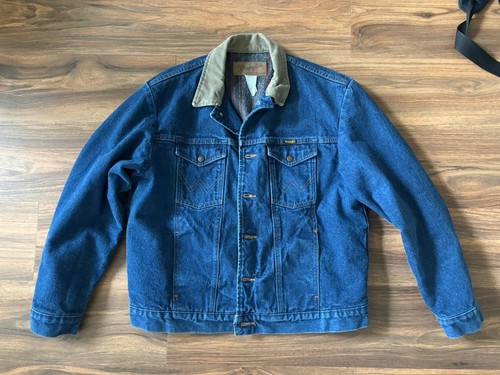 Men’s Wrangler Blanket-Lined Denim Jacket, Size 44, Vintage, Pre-owned