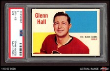 1960 Topps #25 Glenn Hall Blackhawks HOF PSA 6 - EX/MT