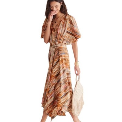Soft Surroundings Cyra Painted Stripe Maxi Dress Womens Sz Medium New With Tag