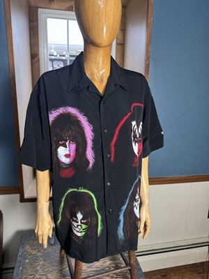 Vintage 2001 Kiss Solo Faces Button Up Shirt Large Dragonfly! | eBay