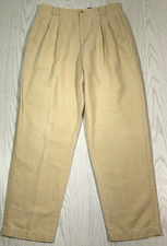 Vintage Liz Claiborne Linen Blend Pants Women 14 Beige Pleated Chino Retro Baggy