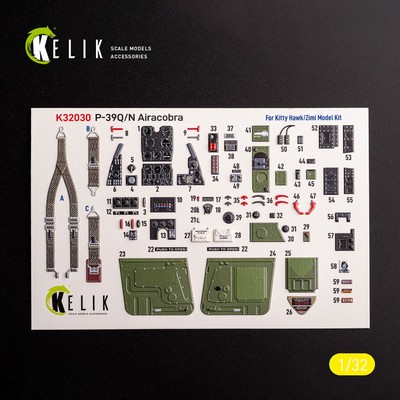 P-39Q/N. Interior 3D Decals (for Kitty Hawk / Zimimodel) Scale 1:32 KeliK K32030