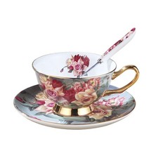  Delicate Coffee Cup Porcelain Mug with Saucer and Spoon Chinese Style