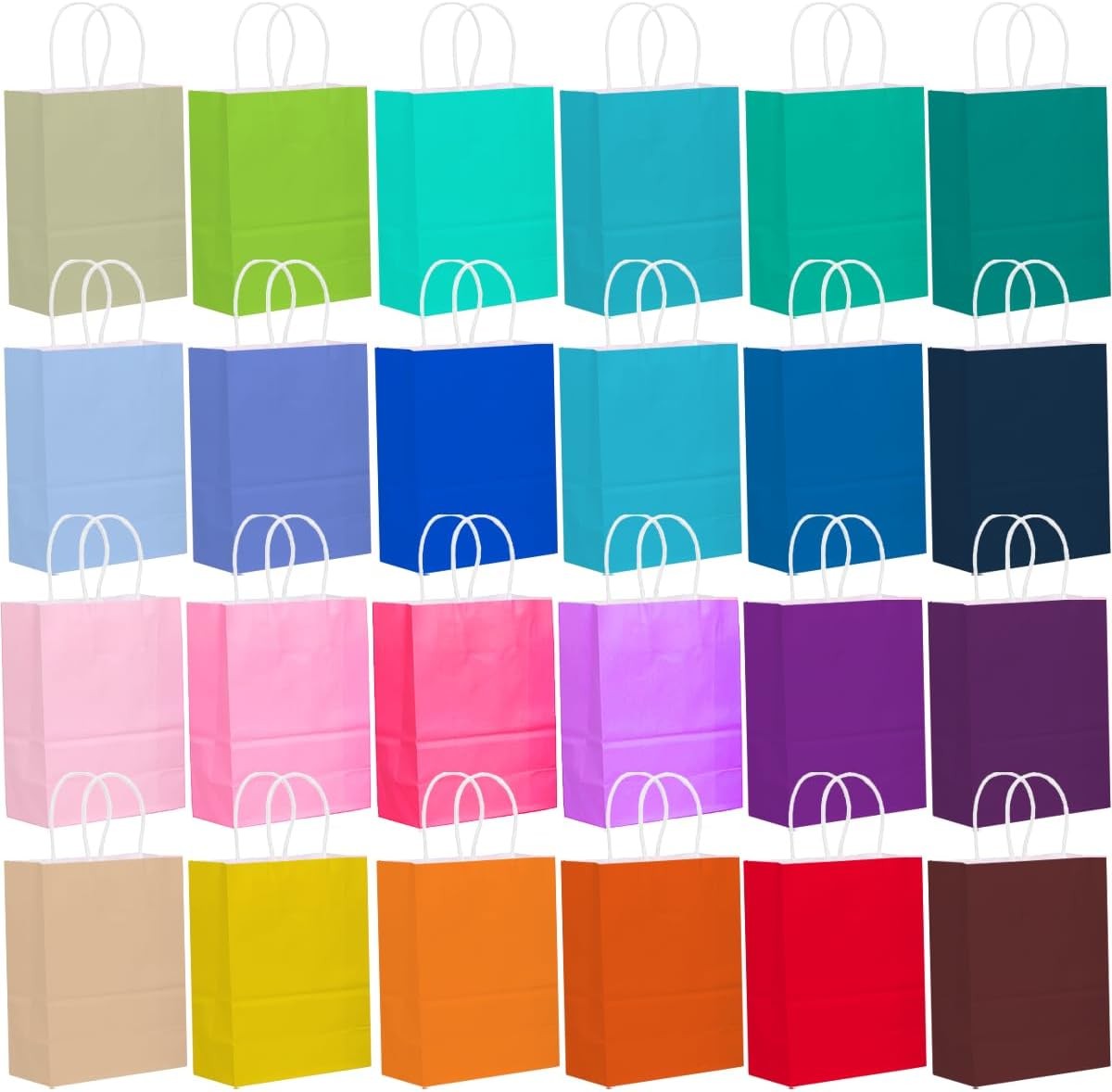 qiqee 24 Colors Small Gift Bag with 1 Count (Pack of 24), 24 Different 