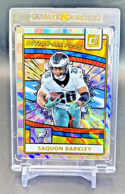 Saquon Barkley Rainbow Refractor Insert Card With Case NFL Philadelphia Eagles