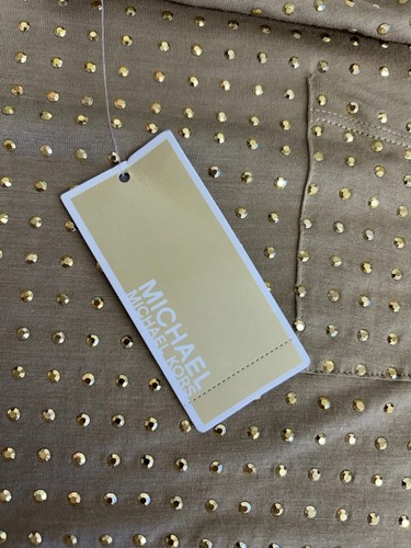 Michael Kors Dress. Tan With Gold Studs. Pocket On Front. Size Large. NWT $175 - Picture 9 of 10
