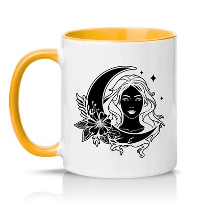 Halbmond Mondgöttin Damen 11 Unzen Keramiktasse himmlische Blumenkunst Geschenk für sie