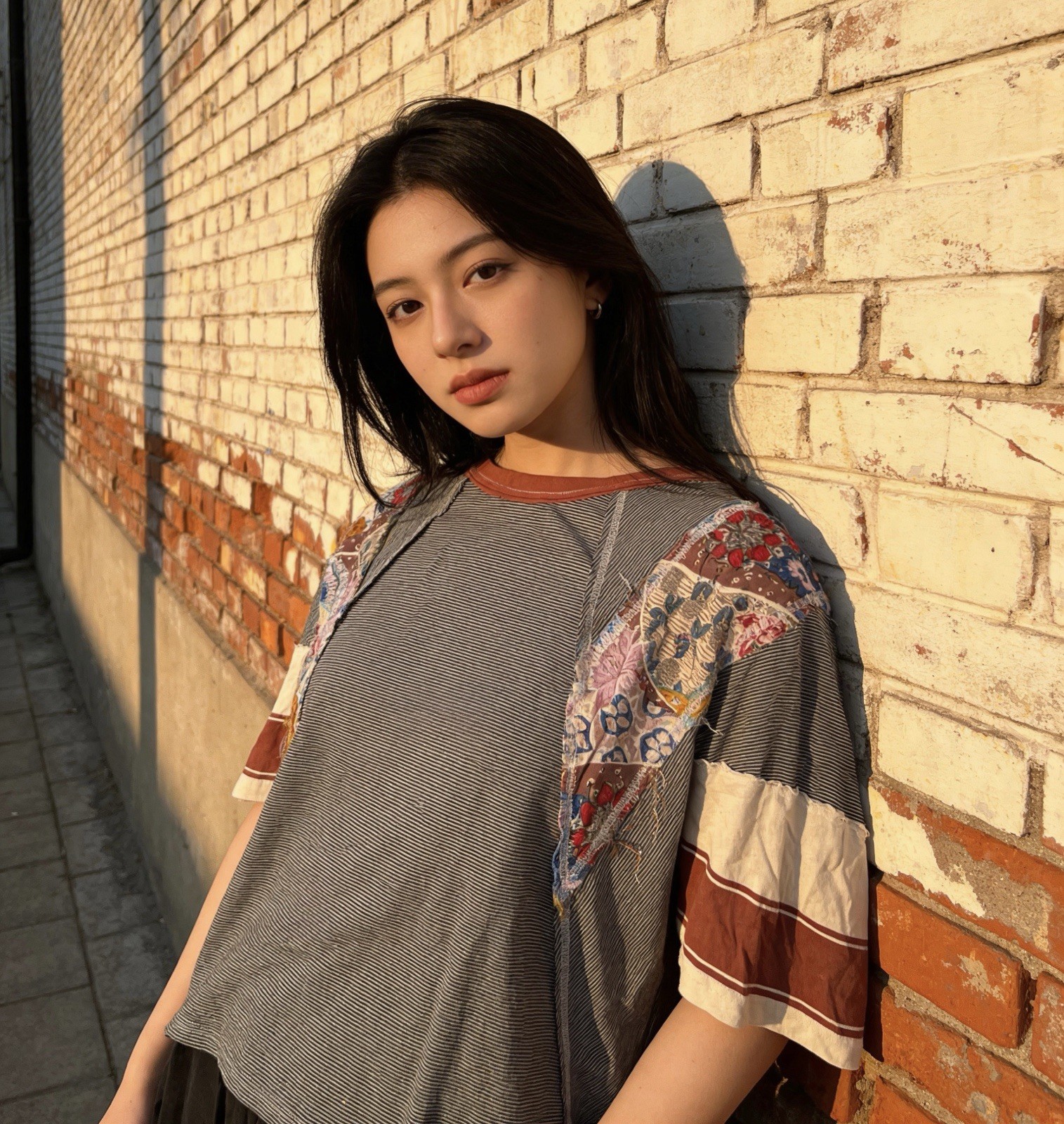 Three Bird Nest Patchwork Raglan Tee Boho Stripe … - image 2