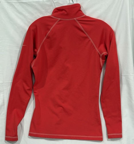 Nike Pro Dri-Fit Women’s 1/4 Zip Pullover Red Long Sleeve Thumbholes Shirt M - Bild 3 von 5