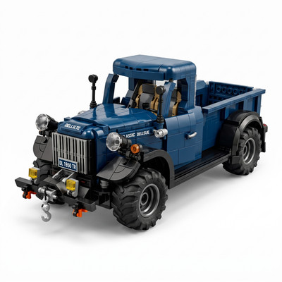 MOC 1952 Power Wagon  Vintage Pickup Set Wood Grain Interior Tailgate Tow Hook